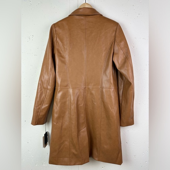 NWT Halogen Faux Leather Car Coat Cognac - Picture 3 of 9